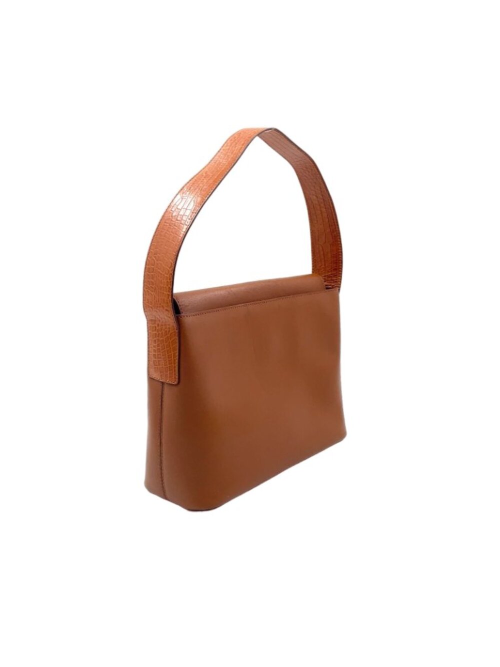 Celine Logo Plate Leather Brown Shoulder Bag Gold - Picture 2 of 15